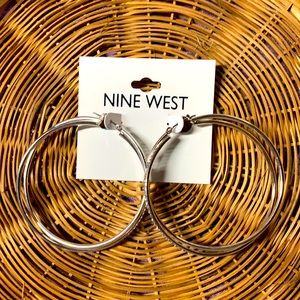 Nine West Silver Tone Rihanna Ariana Grande Inspired Big Hoop Earrings Wife Gift